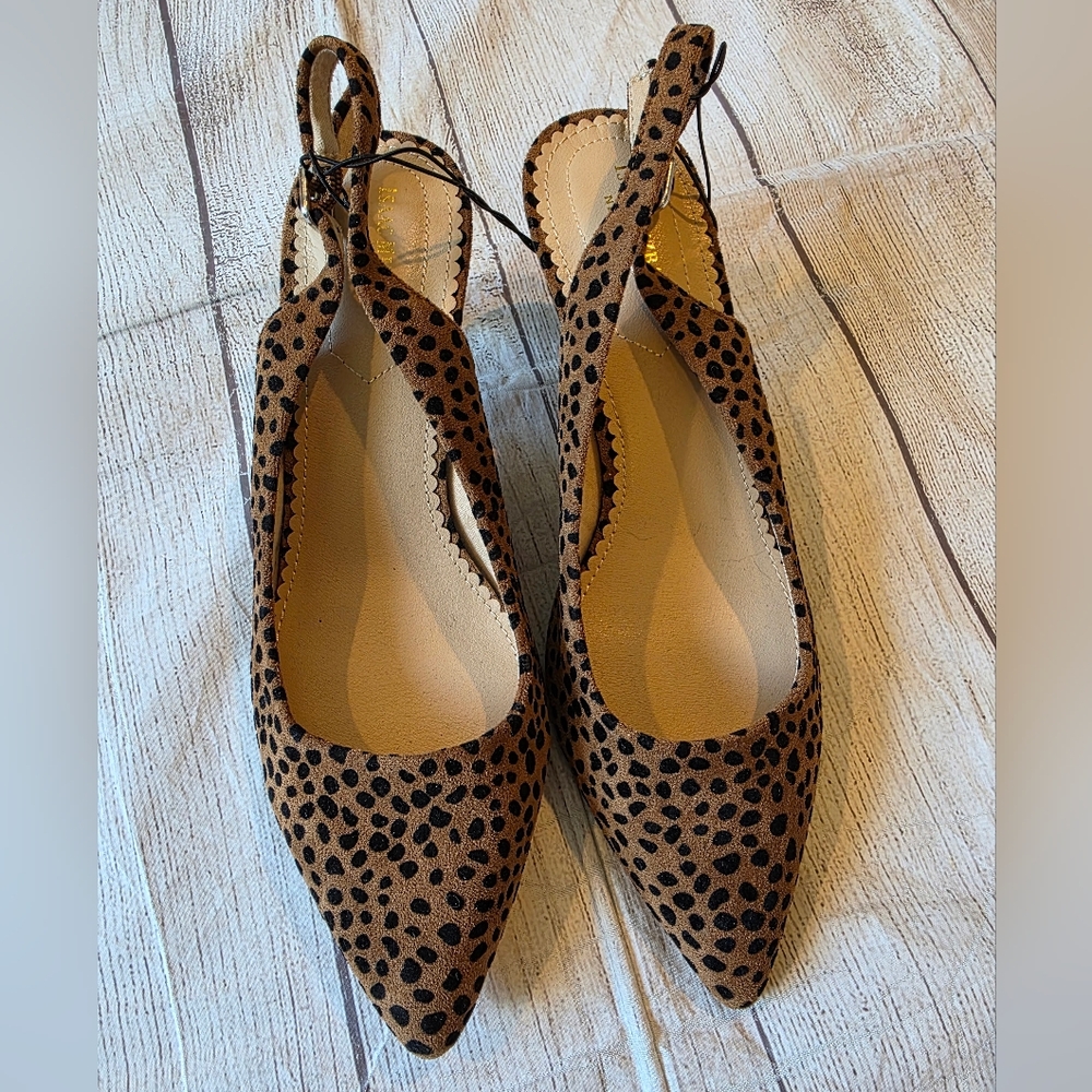 Isaac Mizrahi Leopard Print Pointed Toe Slingback Flats - Brown & Black